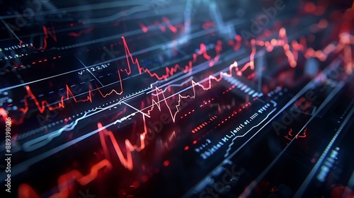 Dynamic animation of a stock market graph pulsating like a heartbeat, illustrating the pulse of financial markets.