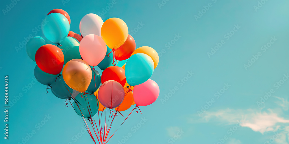 Colorful balloons in the blue sky Colorful balloons in the blue sky