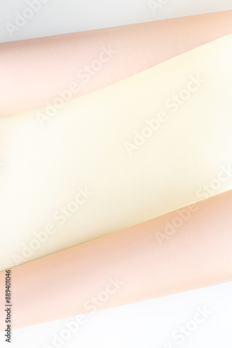 Sheet of paper with curled corners. Space for text,top view. Mock up