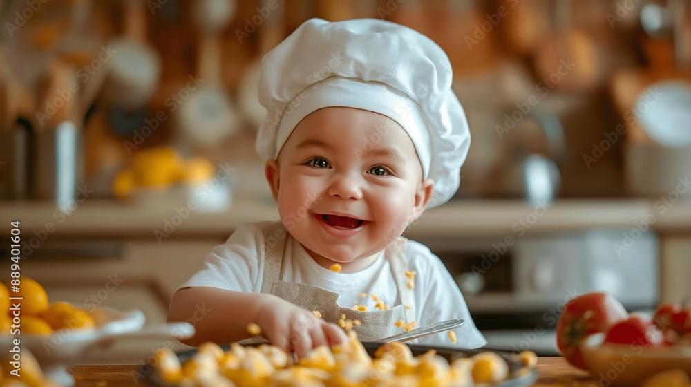 funny kid are preparing the food in the kitchen funny kid are preparing the food in the kitchen