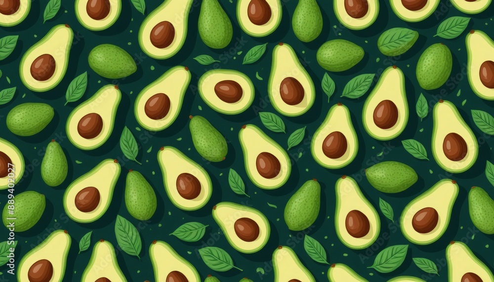 seamless pattern with leaves and avocados seamless pattern with leaves and avocados