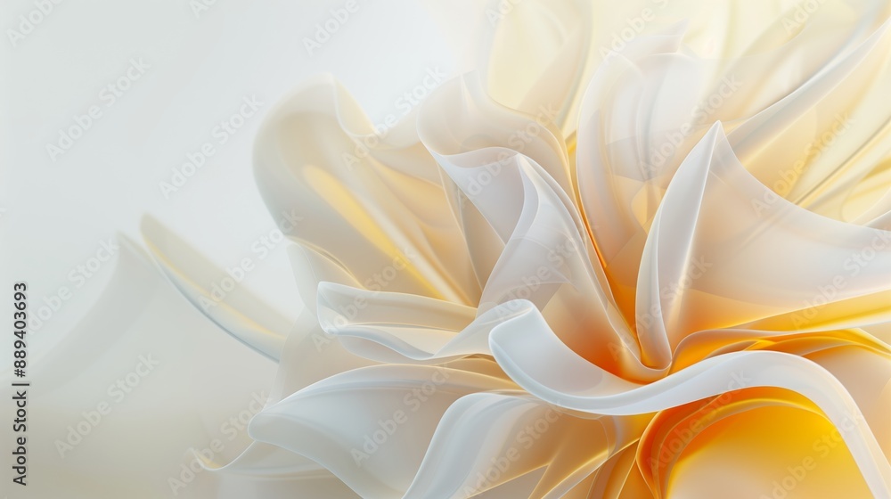 Fototapeta premium A white background with a yellow and beige gradient in the shape of an abstract flower.