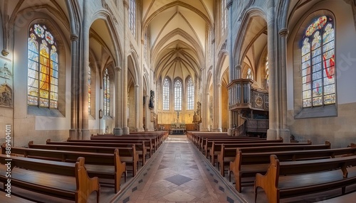 AI generator image of shadow reflection of Christ Church  Cathedral Hall  interior of the cathedral beautiful church