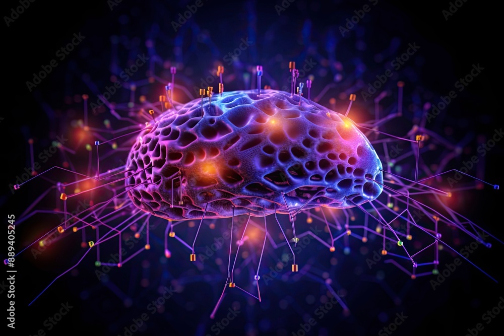 3D Brain Art with Glowing Circuits and Virtual Neurons, Computer-brain Synergy Within Vast Networks 3D Brain Art with Glowing Circuits and Virtual Neurons, Computer-brain Synergy Within Vast Networks