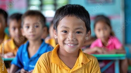 Diverse Group of Thai Children Engaged in School and Extracurriculars