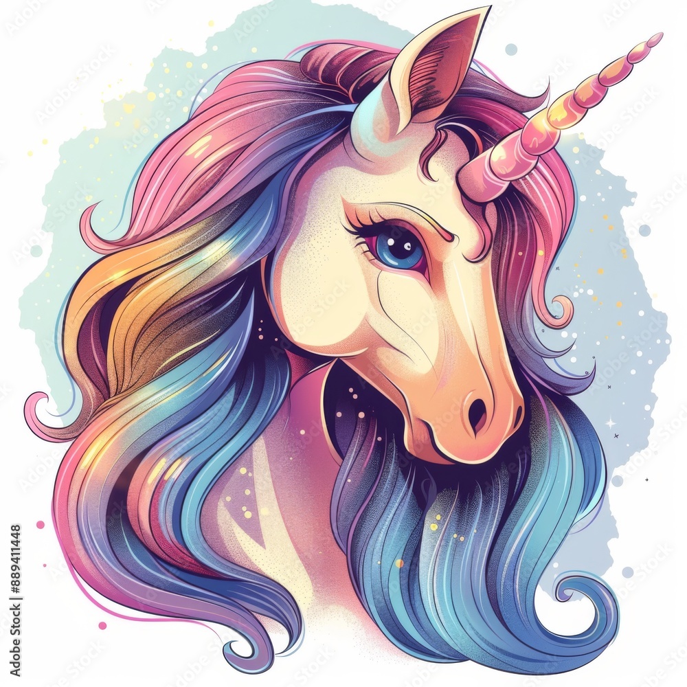 A mystical unicorn, fantasy element, cartoon illustration, pastel colors, isolated on white background A mystical unicorn, fantasy element, cartoon illustration, pastel colors, isolated on white background