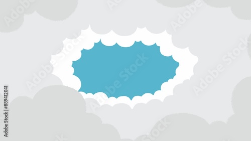 clouds tunnel zoomed in in cartoon style with blue sky background