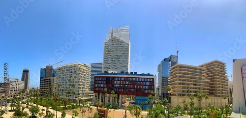 Panoramic view Casablanca Finance City (CFC) is a business hub located in Casablanca, Morocco, dedicated to promoting Morocco as a financial and business center in Africa and the Middle East.