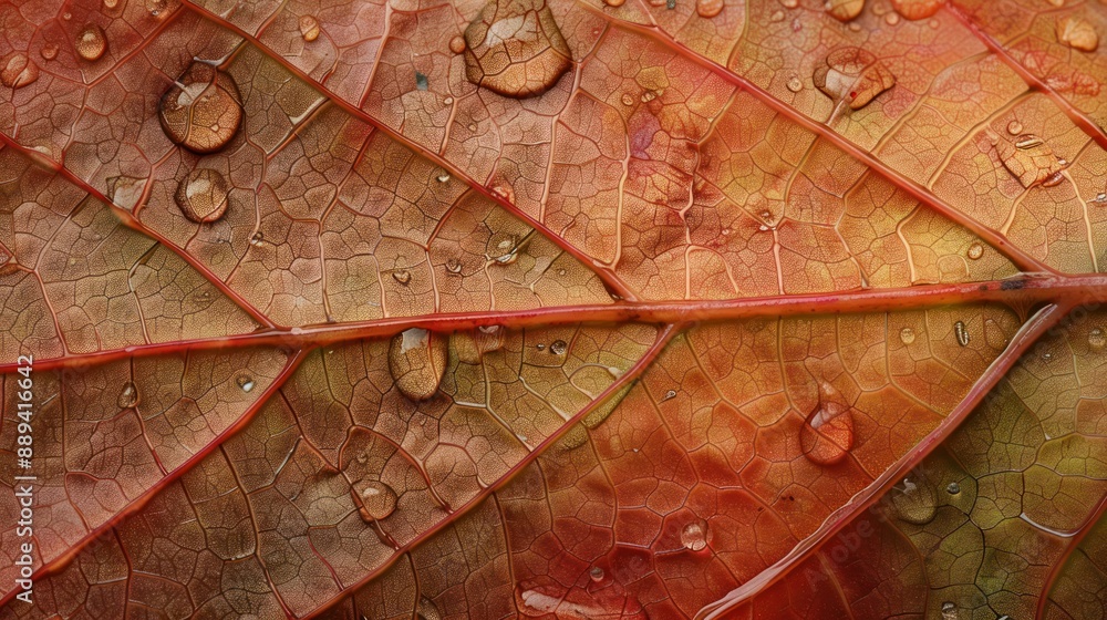Fototapeta premium Detailed maple leaf showing circuit-patterned veins,