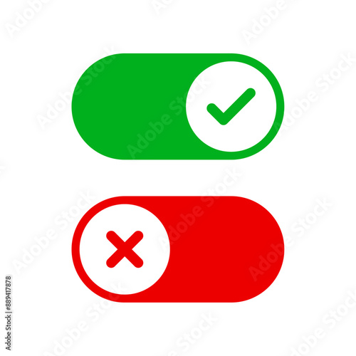On and Off toggle switch buttons with check mark and cross mark icons
