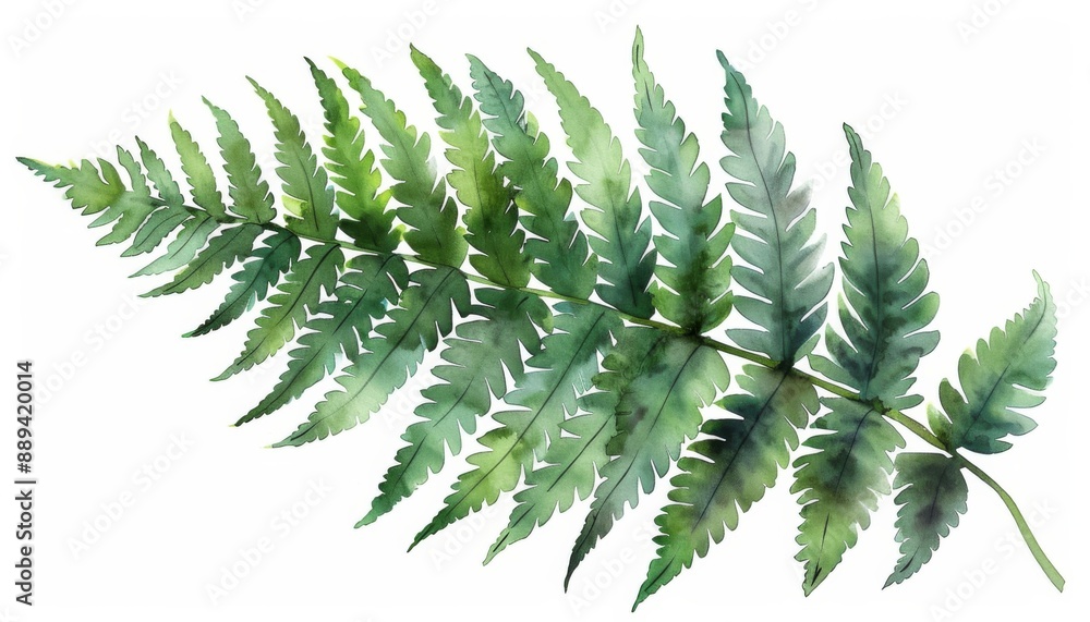 A fern leaf, intricate pattern, watercolor style, isolated on white background A fern leaf, intricate pattern, watercolor style, isolated on white background