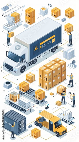 Logistics and Distribution Isometric Infographic