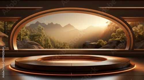 3d render podium space with futuristic design for placing product, 8k resolution, best quality, octane rendering, soft light, oblique light