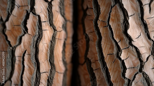 Tree bark close-up with intricate patterns, perfect for detailed naturalistic renderings and forestry themes. Illustrater Image, Shiny, bright, beautiful , Minimalism, photo