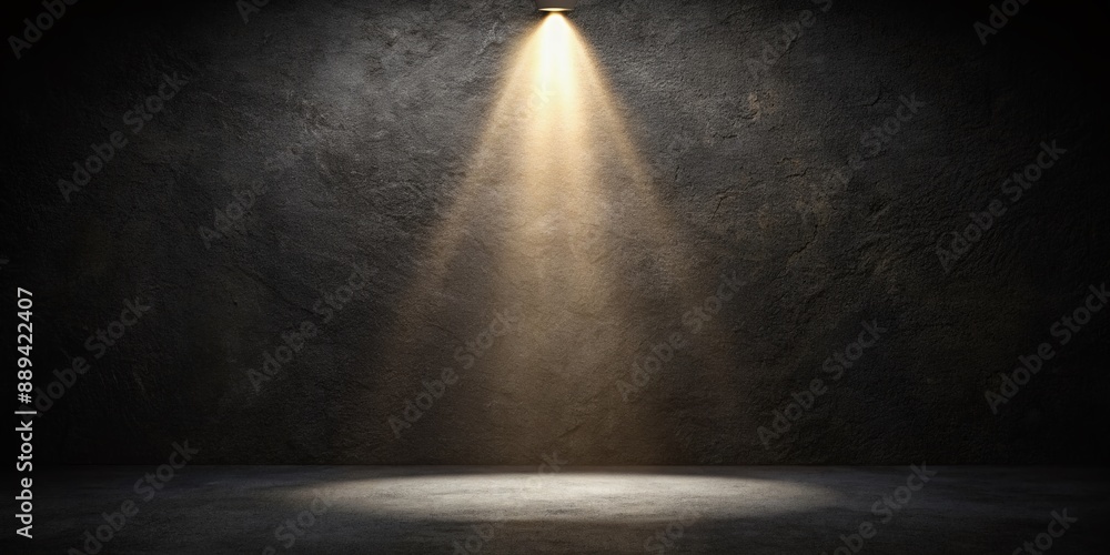 Dark toned background with spotlight shining on black paper texture ...