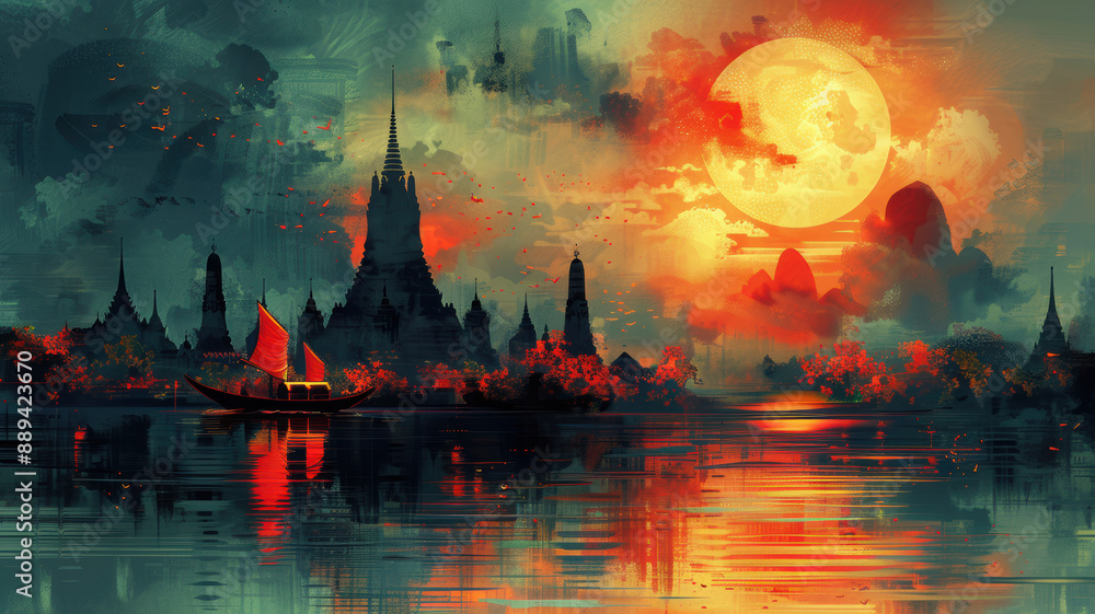 Naklejka premium Abstract Thailand Travel Banner
