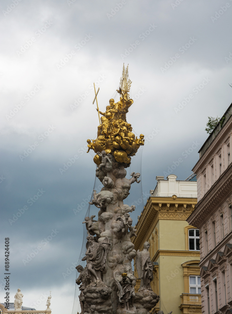 The Vienna Plague Column, also called the Holy Trinity Column, is located on Graben Street in the center of Vienna.