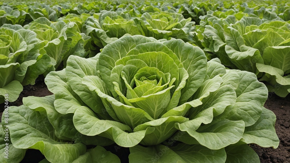 Fresh Green Lettuce Harvest in the Field Fresh Green Lettuce Harvest in the Field