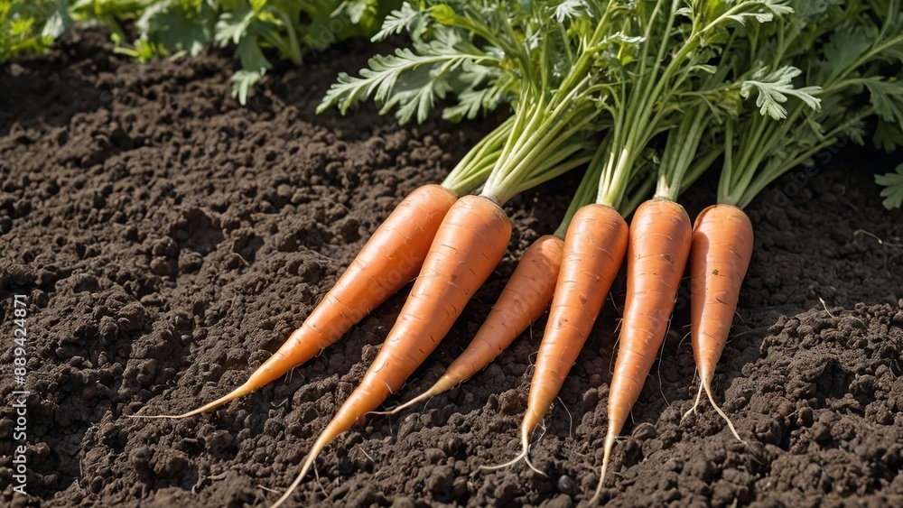 Vibrant Orange Carrot Harvest in Lush Field Vibrant Orange Carrot Harvest in Lush Field