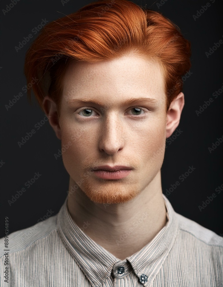 Eccentric portrait of a young redhead man with pale skin. Offbeat man. Eccentric portrait of a young redhead man with pale skin. Offbeat man.