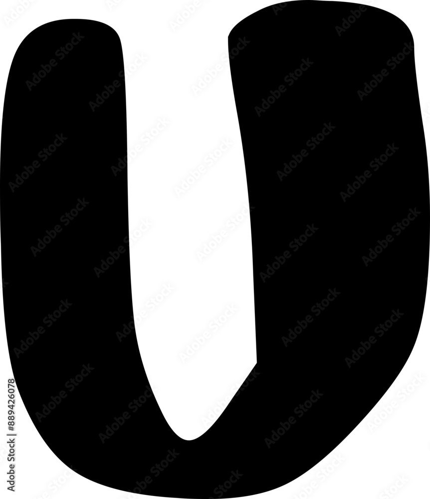 Uppercase alphabet letter U handwritten font, bold doodle style typography. Uppercase alphabet letter U handwritten font, bold doodle style typography.