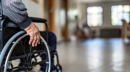 disabled person in wheelchair , copy space concept for wallpaper or background