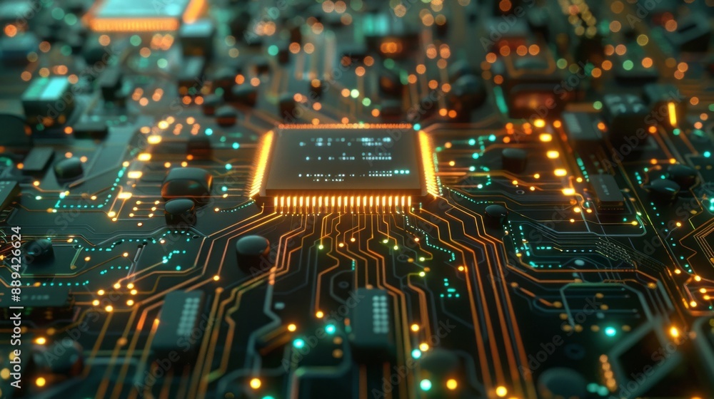 Obraz premium big data on circuit board hologram