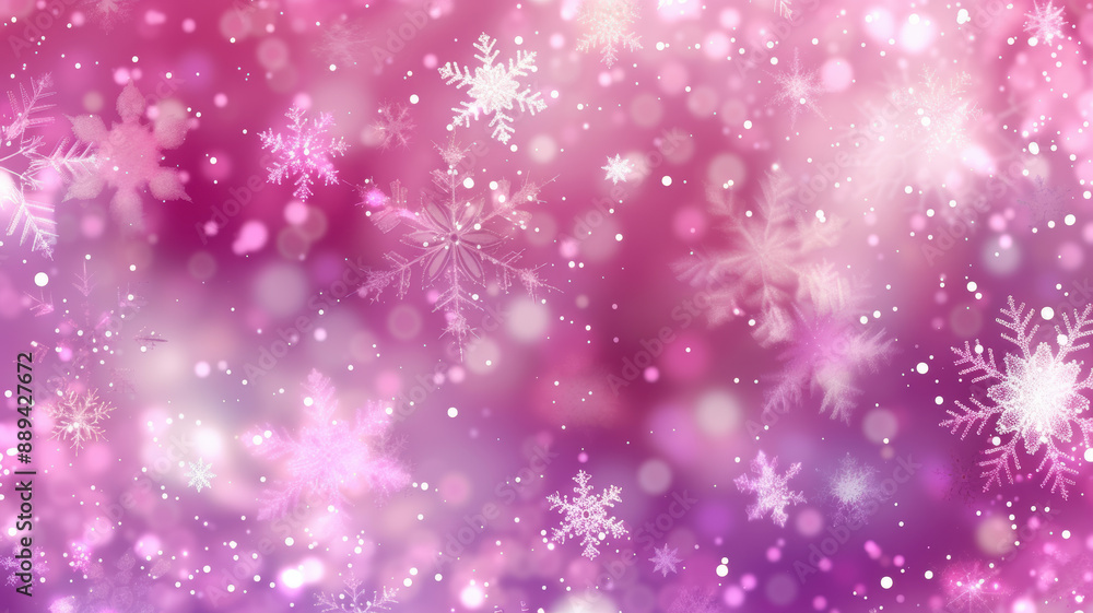 Sparkling Snowflakes on Pink Background Sparkling Snowflakes on Pink Background