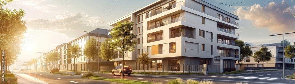 A tall building with a lot of windows and a balcony. The building is lit up at night, giving it a modern and sophisticated appearance A tall building with a lot of windows and a balcony. The building is lit up at night, giving it a modern and sophisticated appearance