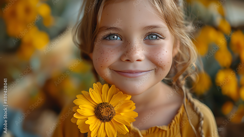 little girl with flower little girl with flower