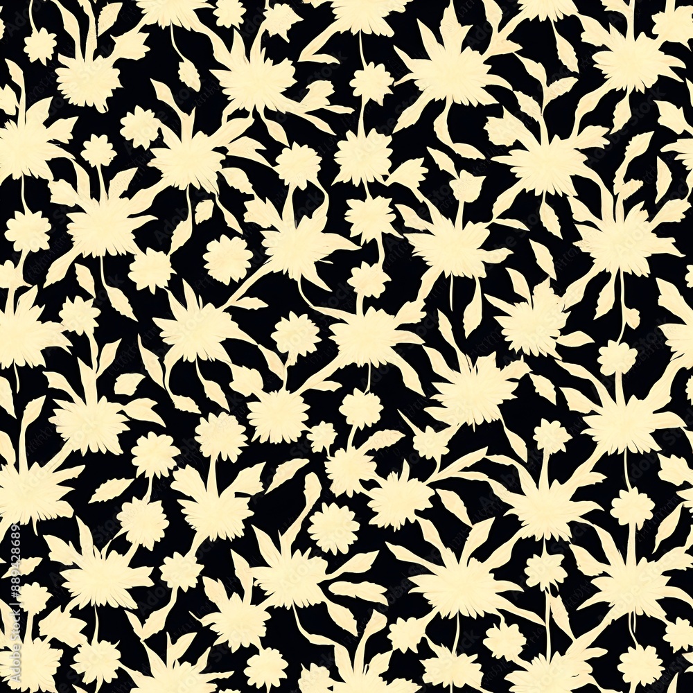 seamless pattern with yellow winter flowers on black background seamless pattern with yellow winter flowers on black background