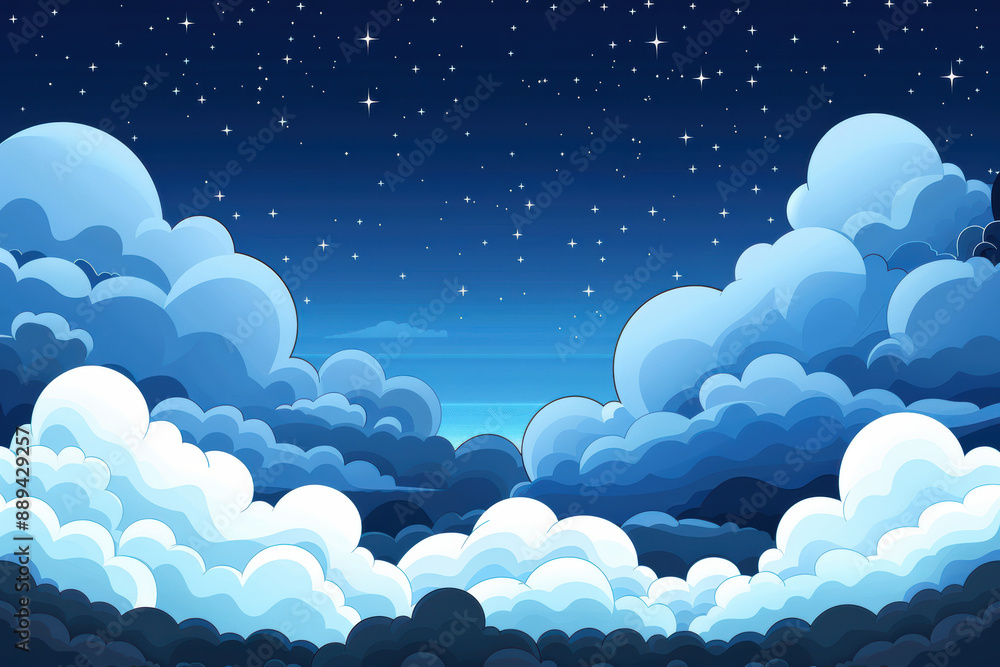 Blue Sky with White Cartoon Clouds Blue Sky with White Cartoon Clouds