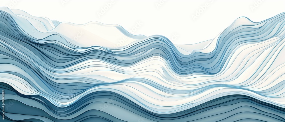 The image is a blue and white wave with a lot of detail The image is a blue and white wave with a lot of detail