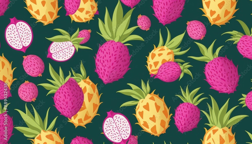 seamless pattern with dragon fruit seamless pattern with dragon fruit