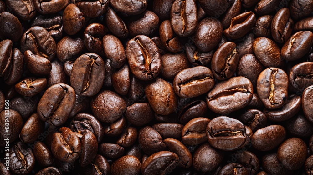 A close-up shot of a pile of coffee beans, great for food or product photography A close-up shot of a pile of coffee beans, great for food or product photography