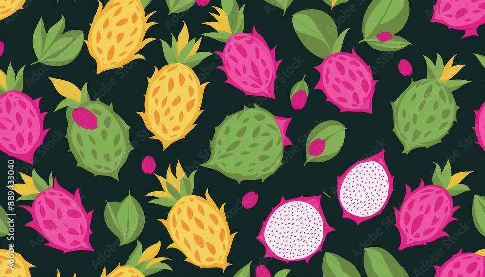 dragon fruit seamless pattern pink color dragon fruit seamless pattern pink color