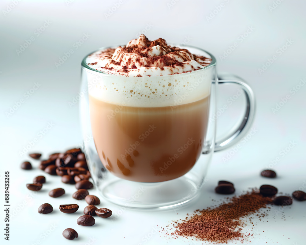 Delicious Cappuccino with Whipped Cream and Cocoa Powder Delicious Cappuccino with Whipped Cream and Cocoa Powder