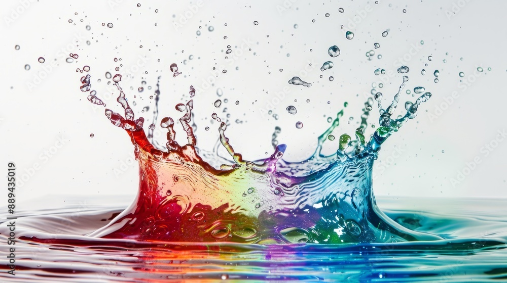 colorful water splash in a studio with a plain white background to highlight the colors. generative ai colorful water splash in a studio with a plain white background to highlight the colors. generative ai