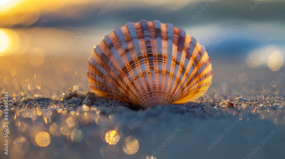 Macro shot of a seashell on the beach. Macro shot of a seashell on the beach.