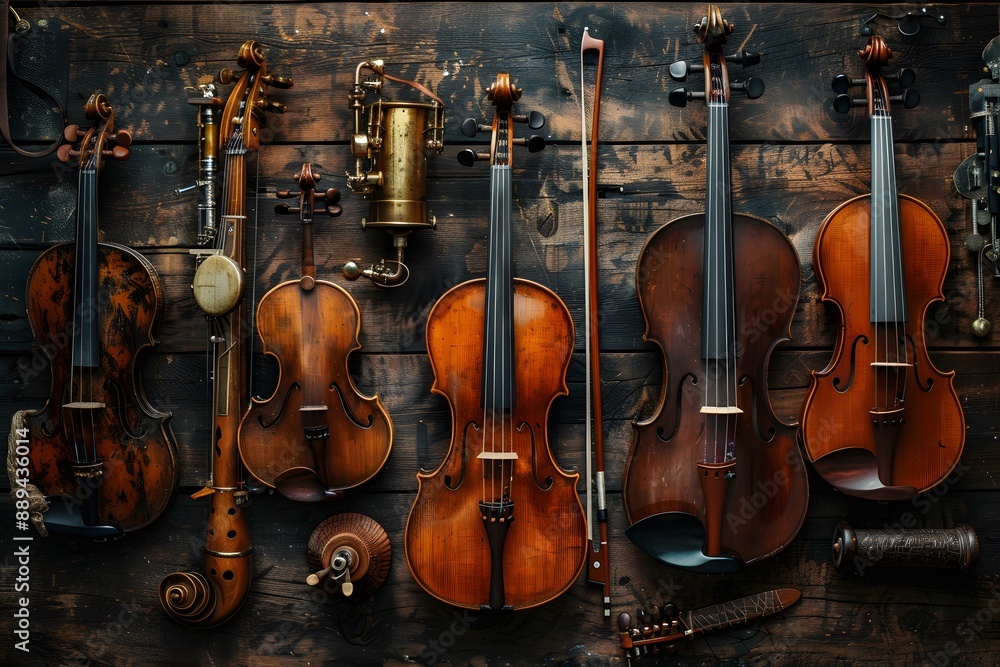 Naklejka premium beautiful wooden instruments