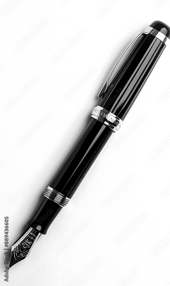 Naklejka premium Elegant Fountain Pen on a Pure White Background