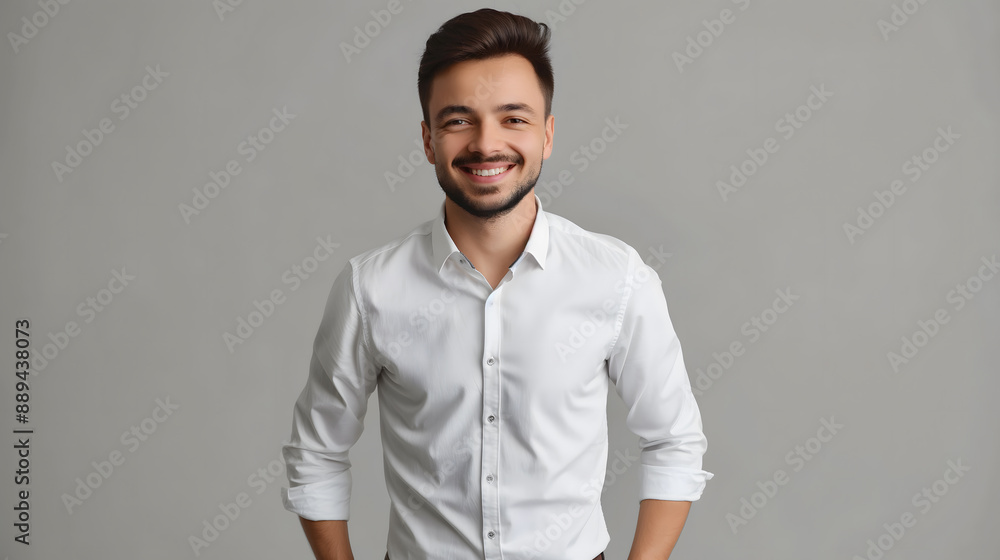 Confident Young Businessman in Smart White Shirt and Tie Confident Young Businessman in Smart White Shirt and Tie