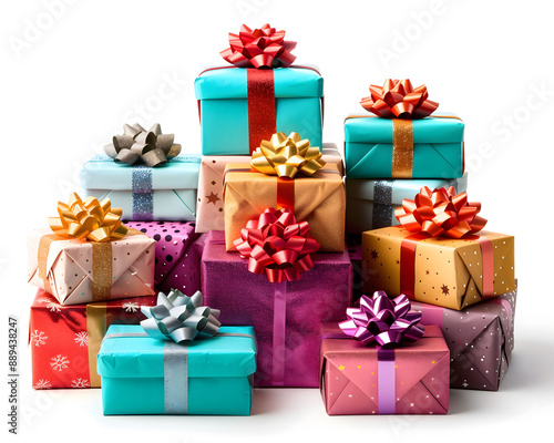 Colorful Assortment of Festive Gift Boxes with Elegant Ribbons