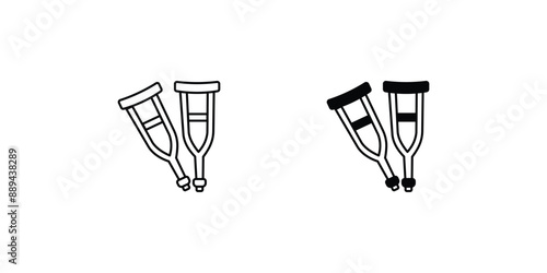 crutches set icon with white background vector stock illustration