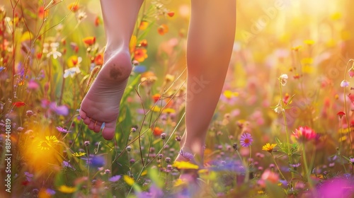 Barefoot in a Field of Flowers