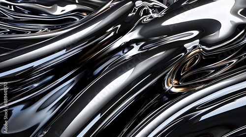 Wallpaper Mural Dramatic Fusion of Midnight Black and Metallic Silver Abstract Design Torontodigital.ca