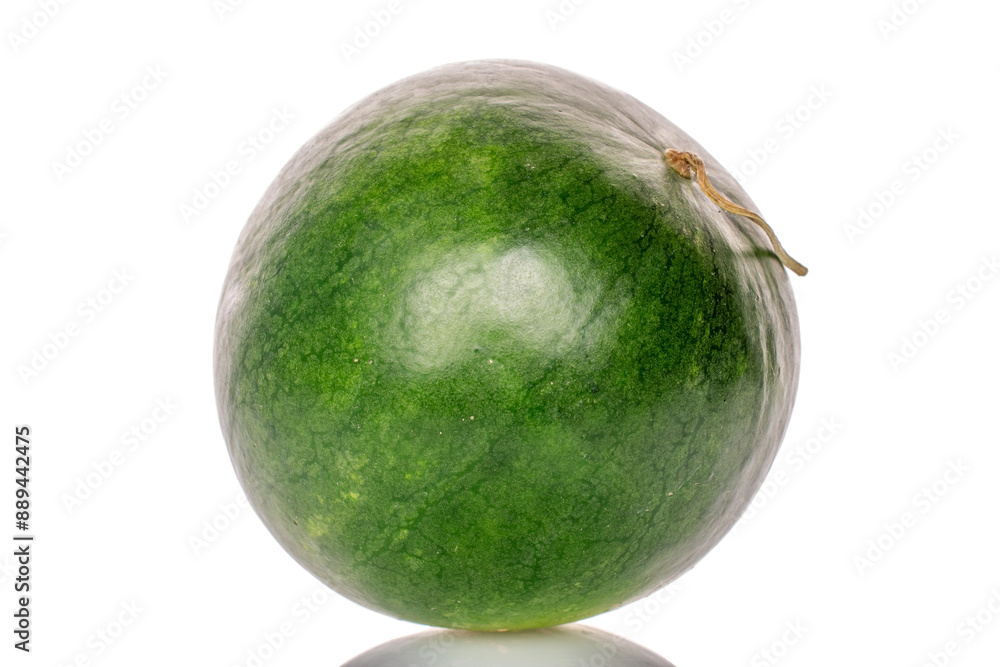 One ripe sweet watermelon, macro, isolated on white background. One ripe sweet watermelon, macro, isolated on white background.