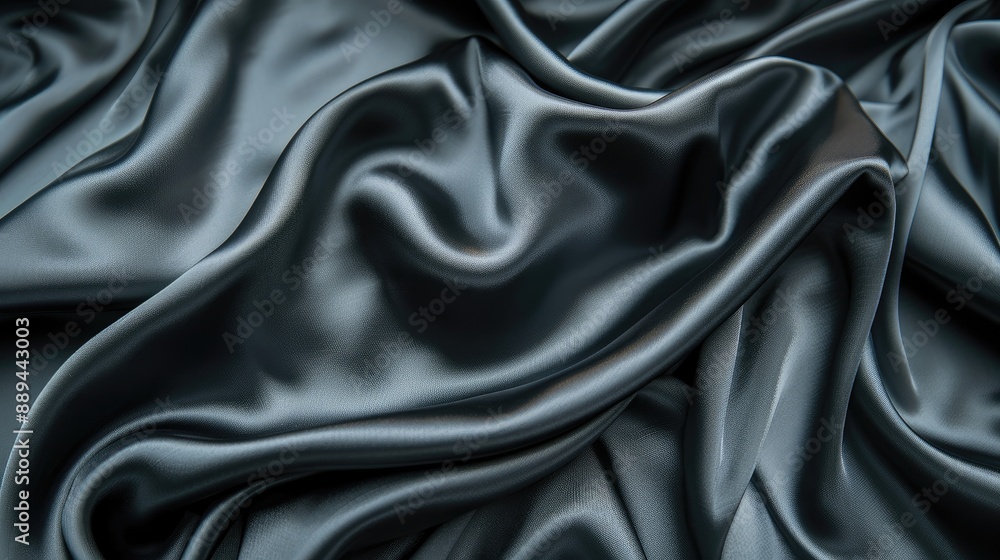Fototapeta premium Luxurious satin silk fabric in dark silver grey or black elegant design