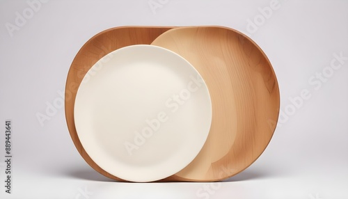 glass of milk Wooden plate on white background
