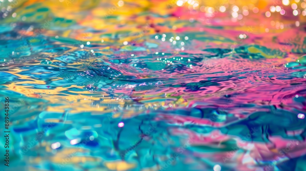 Colorful water jet in a pool, using the clear water to highlight the colors. generative ai Colorful water jet in a pool, using the clear water to highlight the colors. generative ai